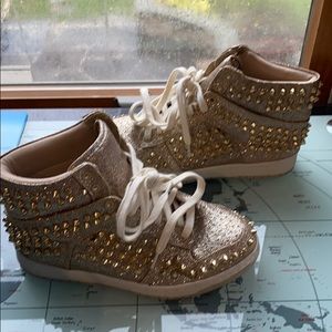 Steve Madden gold sparkle studded sneakers